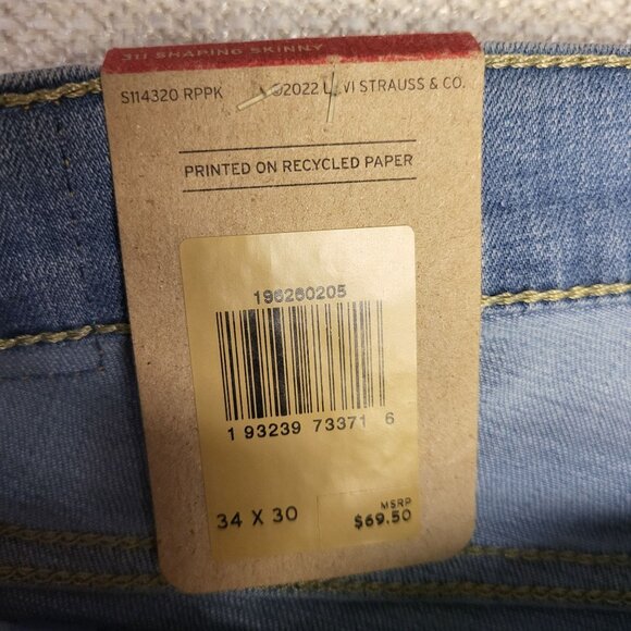 Levis 311 Shaping Skinny Mid Rise Light Wash Jeans Women's W34 L30 Denim NWT - Picture 6 of 15